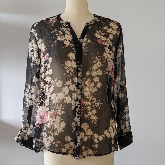 100% silk blouse sheer US 14 / XL - Picture 1 of 9